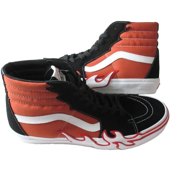 Vans Men's Sk8-Hi Flame Burnt Ochre Suede Canvas Skate shoes Size 11.5 NIB - Picture 1 of 5